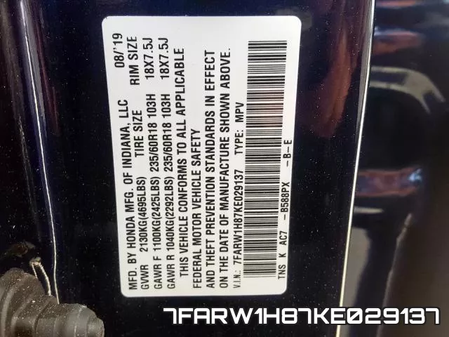 7FARW1H87KE029137 фото 2