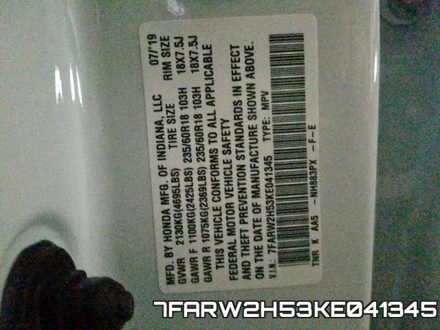 7FARW2H53KE041345 фото 2