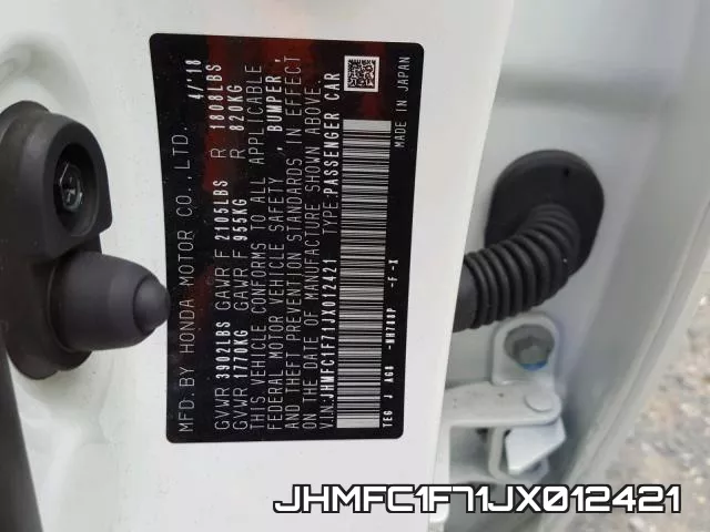 JHMFC1F71JX012421 фото 2