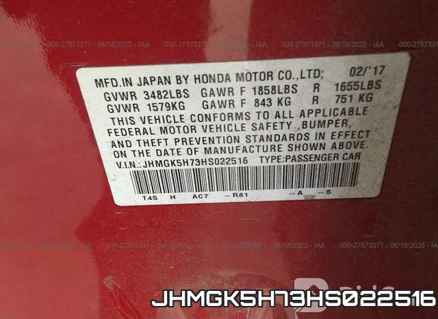 JHMGK5H73HS022516 фото 10