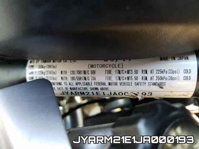 JYARM21E1JA000193 фото 2