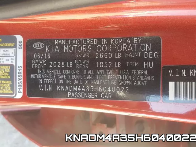 KNADM4A35H6040022 фото 2