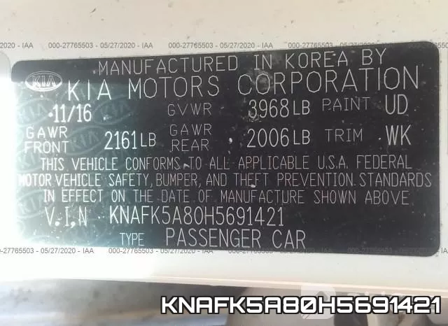 KNAFK5A80H5691421 фото 10