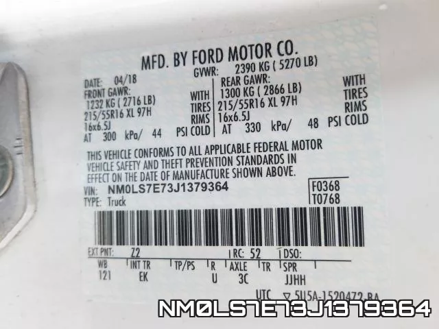 NM0LS7E73J1379364 фото 2