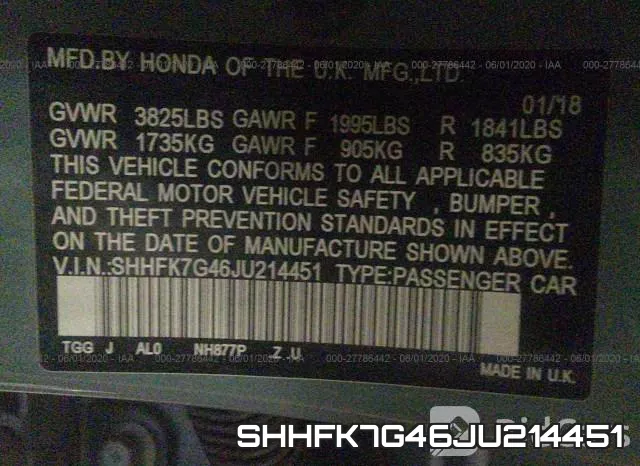 SHHFK7G46JU214451 фото 10