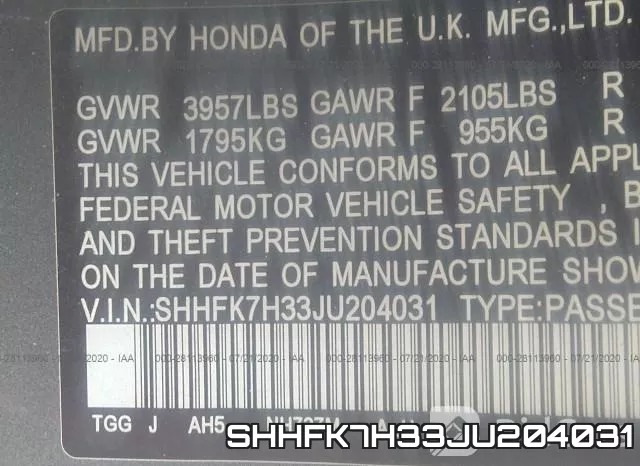 SHHFK7H33JU204031 фото 10