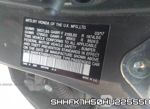 SHHFK7H50HU225558 фото 10