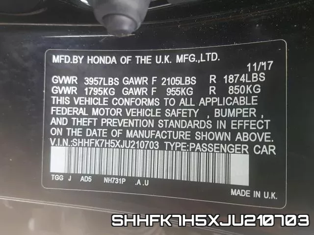 SHHFK7H5XJU210703 фото 2