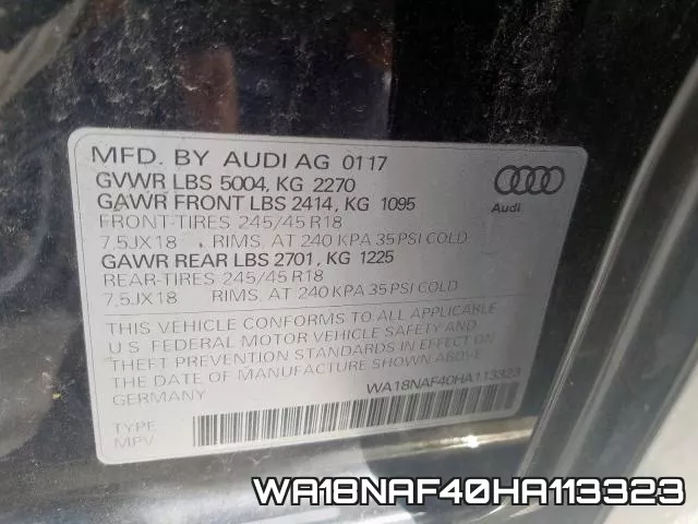 WA18NAF40HA113323 фото 2