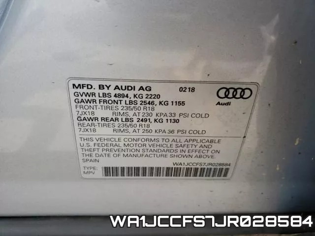 WA1JCCFS7JR028584 фото 2
