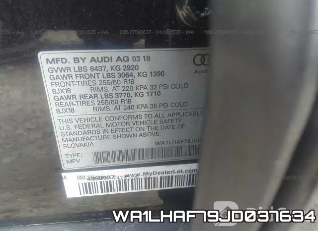 WA1LHAF79JD037634 фото 10
