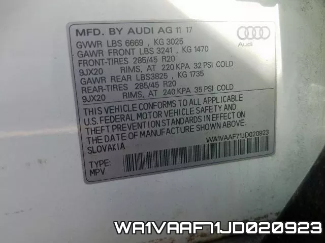 WA1VAAF71JD020923 фото 2