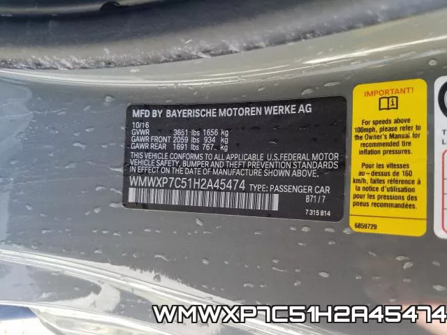 WMWXP7C51H2A45474 фото 2