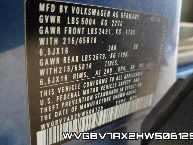 WVGBV7AX2HW506125 фото 2