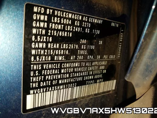 WVGBV7AX5HW513022 фото 2
