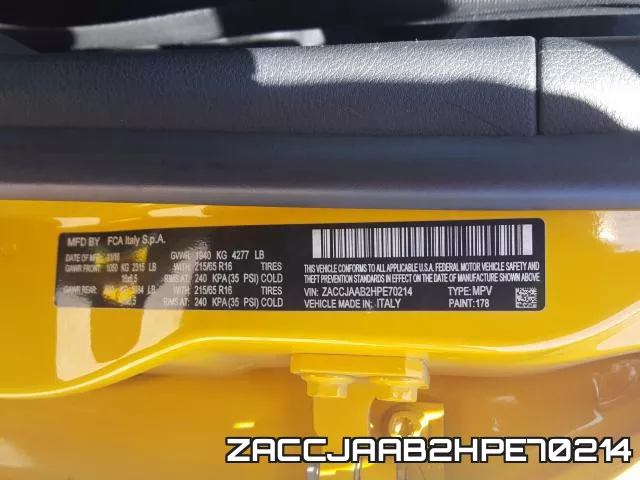 ZACCJAAB2HPE70214 фото 2