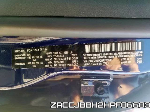ZACCJBBH2HPF86683 фото 2