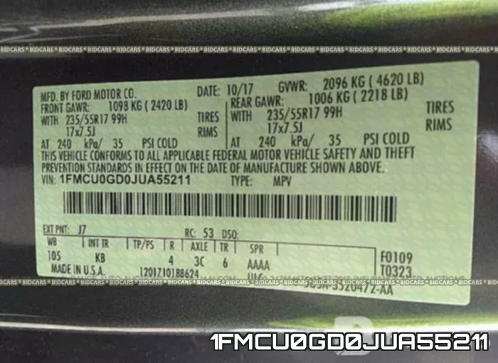 1FMCU0GD0JUA55211 фото 10