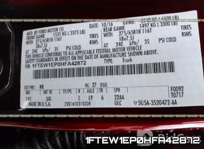 1FTEW1EP0HFA42872 фото 10