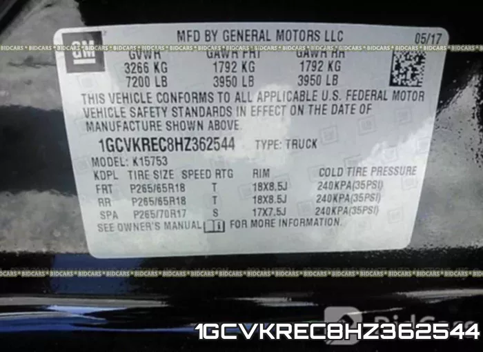 1GCVKREC8HZ362544 фото 10