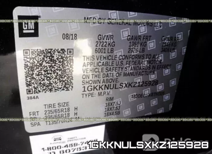1GKKNULSXKZ125928 фото 10
