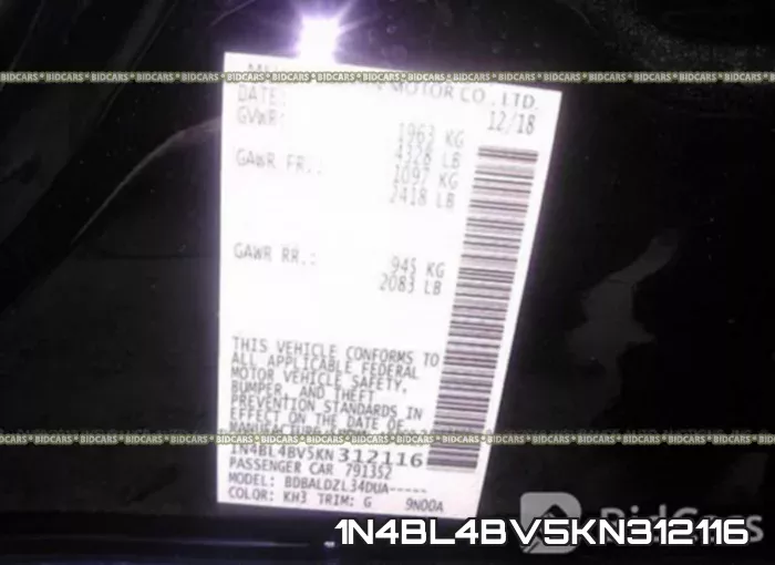 1N4BL4BV5KN312116 фото 10