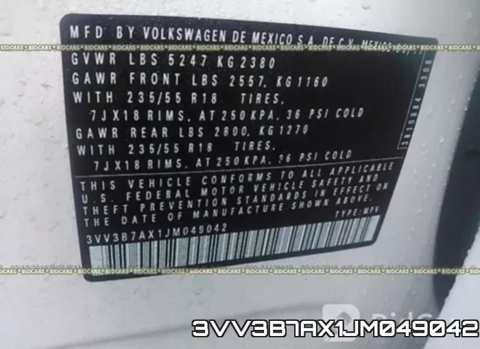 3VV3B7AX1JM049042 фото 10