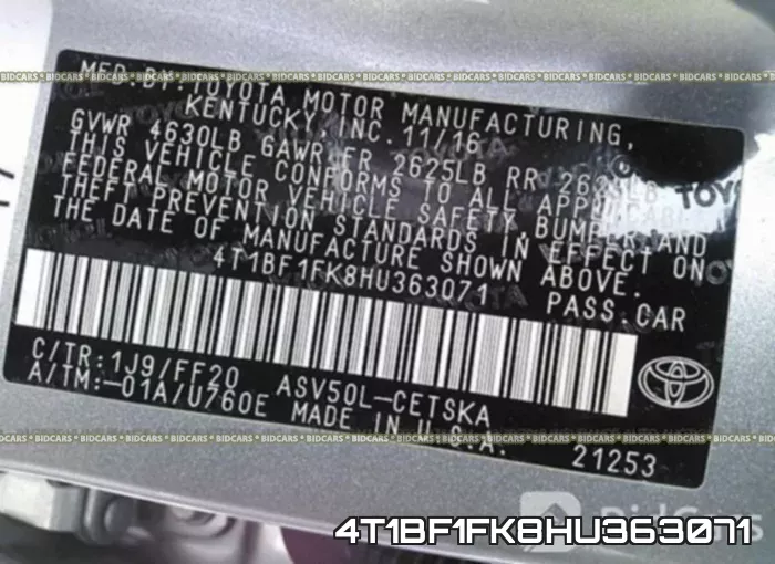 4T1BF1FK8HU363071 фото 10