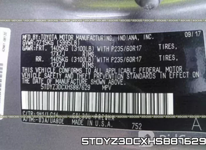 5TDYZ3DCXHS887629 фото 10