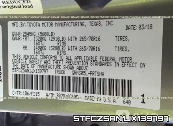 5TFCZ5AN1JX139797 фото 10