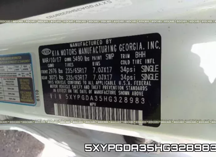 5XYPGDA35HG328983 фото 10