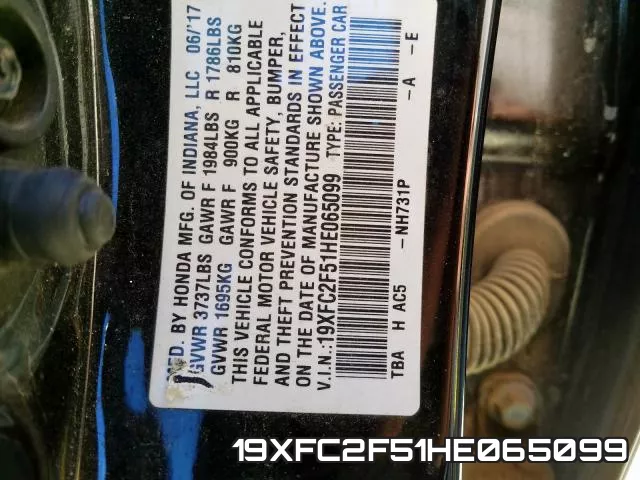 19XFC2F51HE065099 фото 2