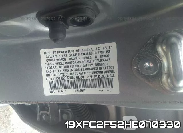 19XFC2F52HE070330 фото 10