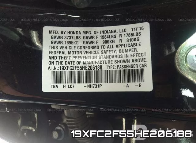 19XFC2F55HE206188 фото 10