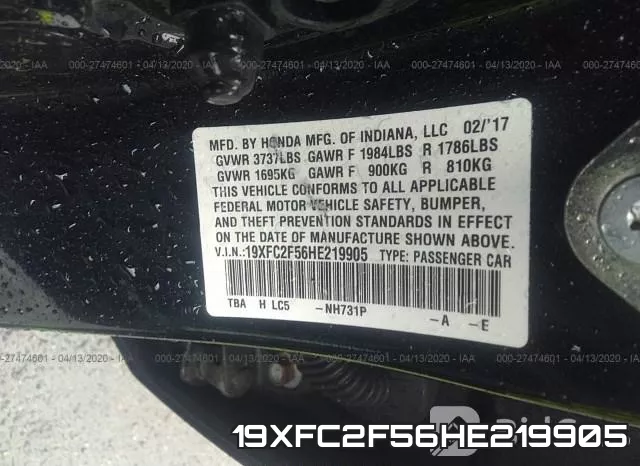 19XFC2F56HE219905 фото 10