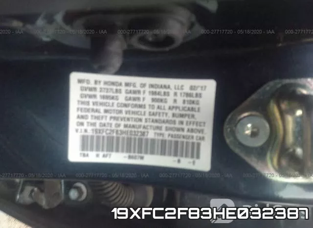 19XFC2F83HE032387 фото 10