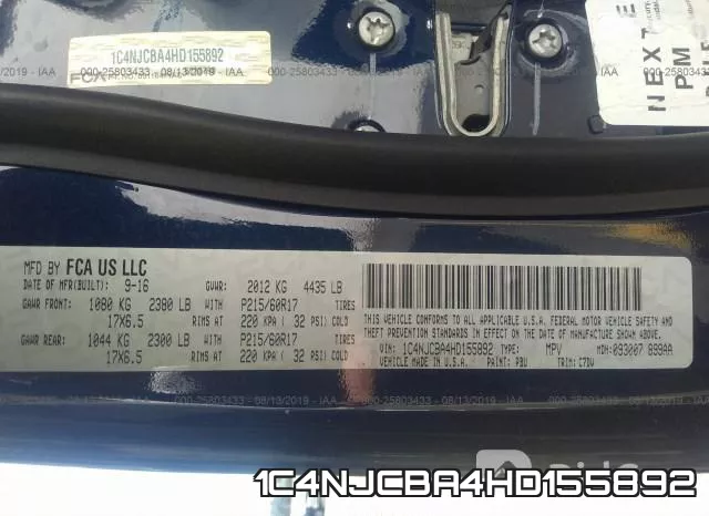 1C4NJCBA4HD155892 фото 10