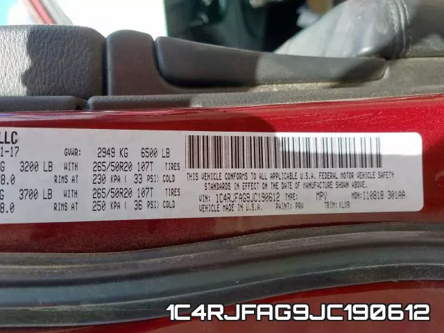 1C4RJFAG9JC190612 фото 2