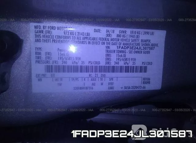 1FADP3E24JL307587 фото 10
