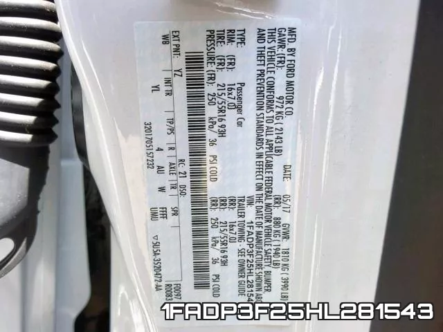 1FADP3F25HL281543 фото 2