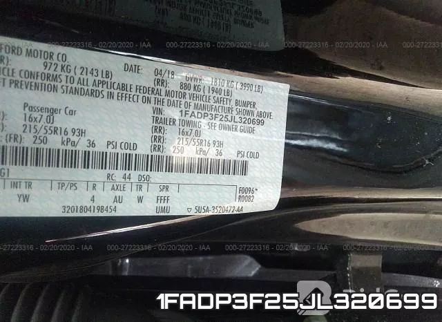 1FADP3F25JL320699 фото 10