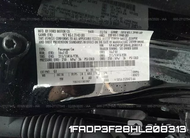 1FADP3F28HL208313 фото 10