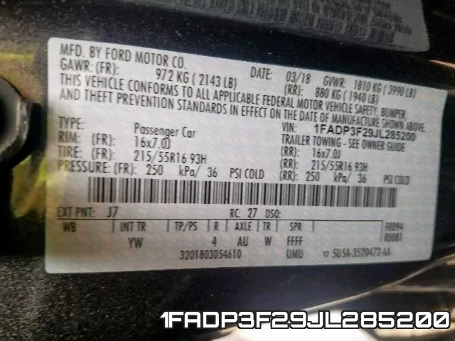 1FADP3F29JL285200 фото 2