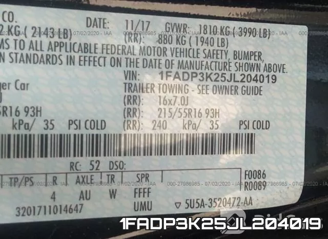 1FADP3K25JL204019 фото 10