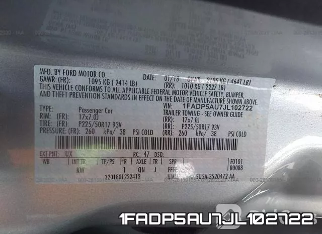 1FADP5AU7JL102722 фото 9
