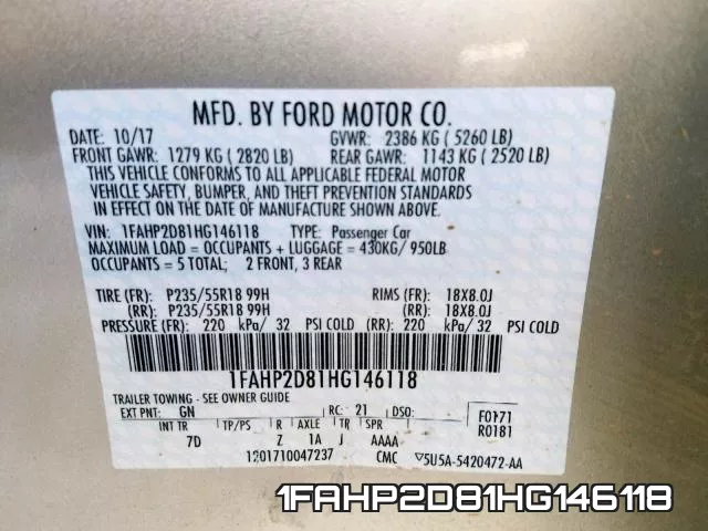 1FAHP2D81HG146118 фото 2