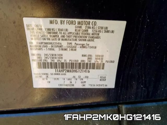 1FAHP2MK0HG121416 фото 2