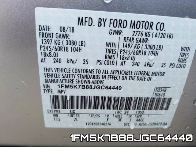 1FM5K7B88JGC64440 фото 2