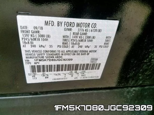 1FM5K7D80JGC92309 фото 2