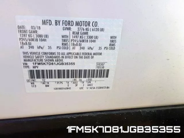 1FM5K7D81JGB35355 фото 2